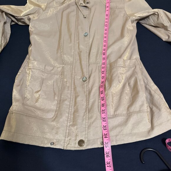 J. GALLERY WOMEN'S  METALLICA  LIGHT GOLD CAR JACKET WITH HOOD SIZE MEDIUM - Picture 9 of 9